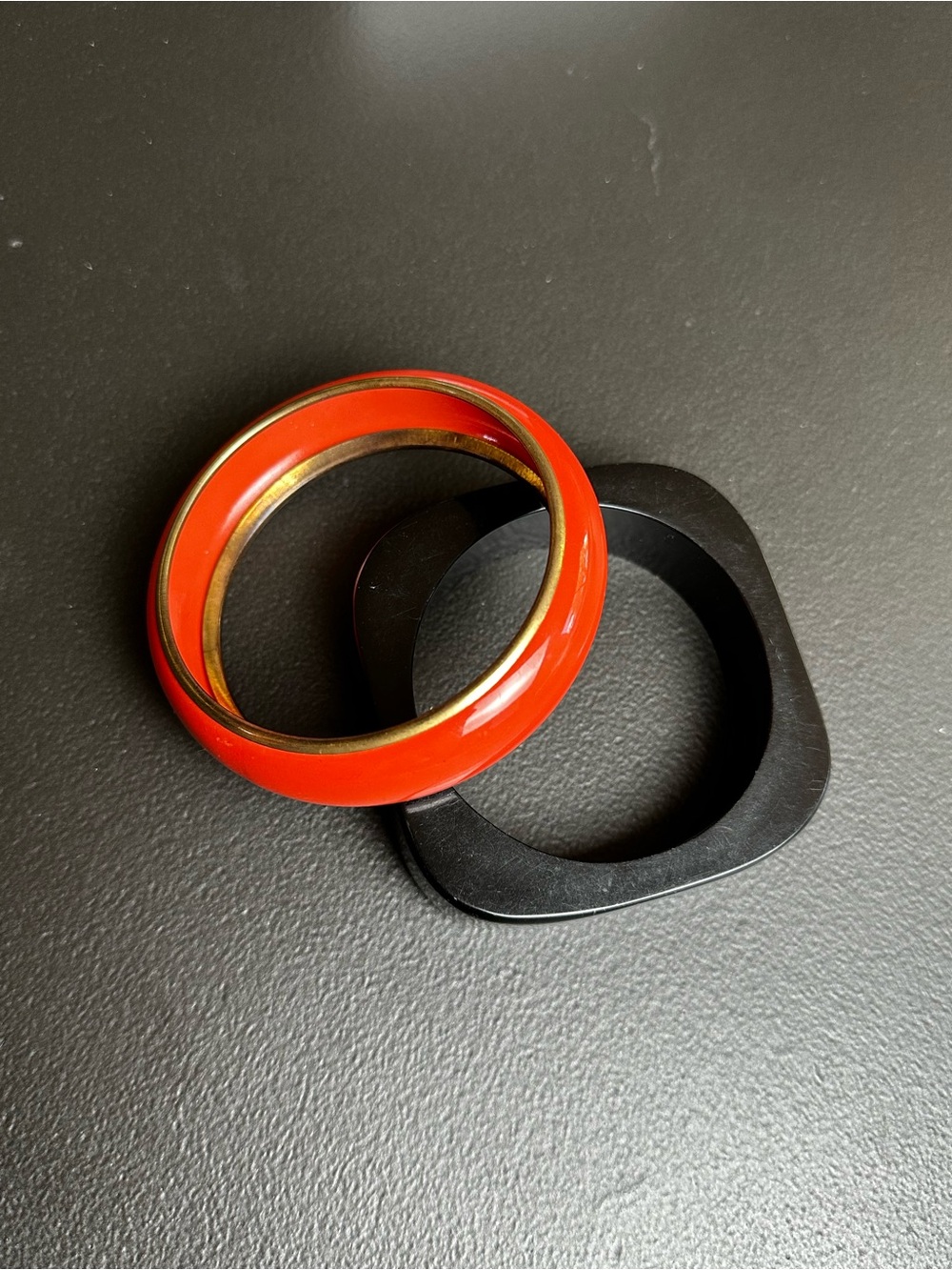 bebe Red Enamel and Black Square Bracelet Duo
